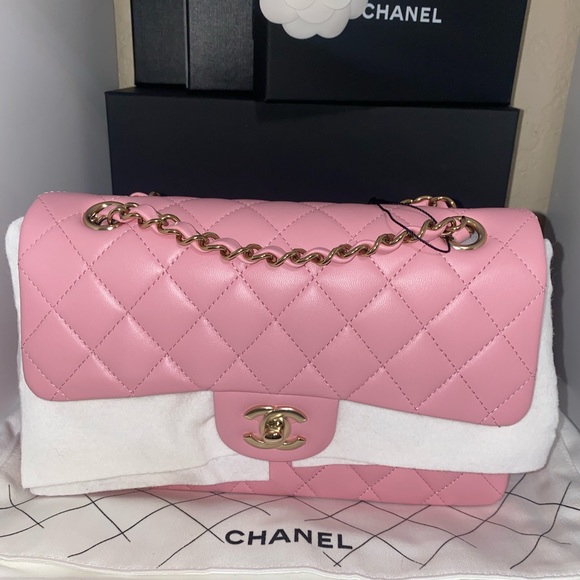 RARE NIB CHANEL CLASSIC DOUBLE FLAP PINK - Picture 3 of 17
